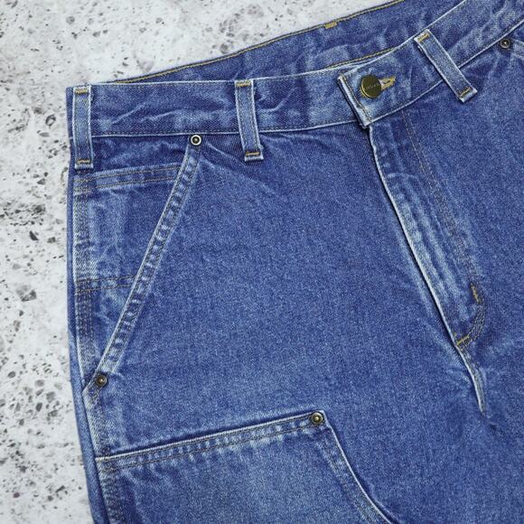 Vintage Carhartt B73 DST Faded Blue Jeans Denim Double Knee Carpenter Pant 31x32 - Picture 6 of 16